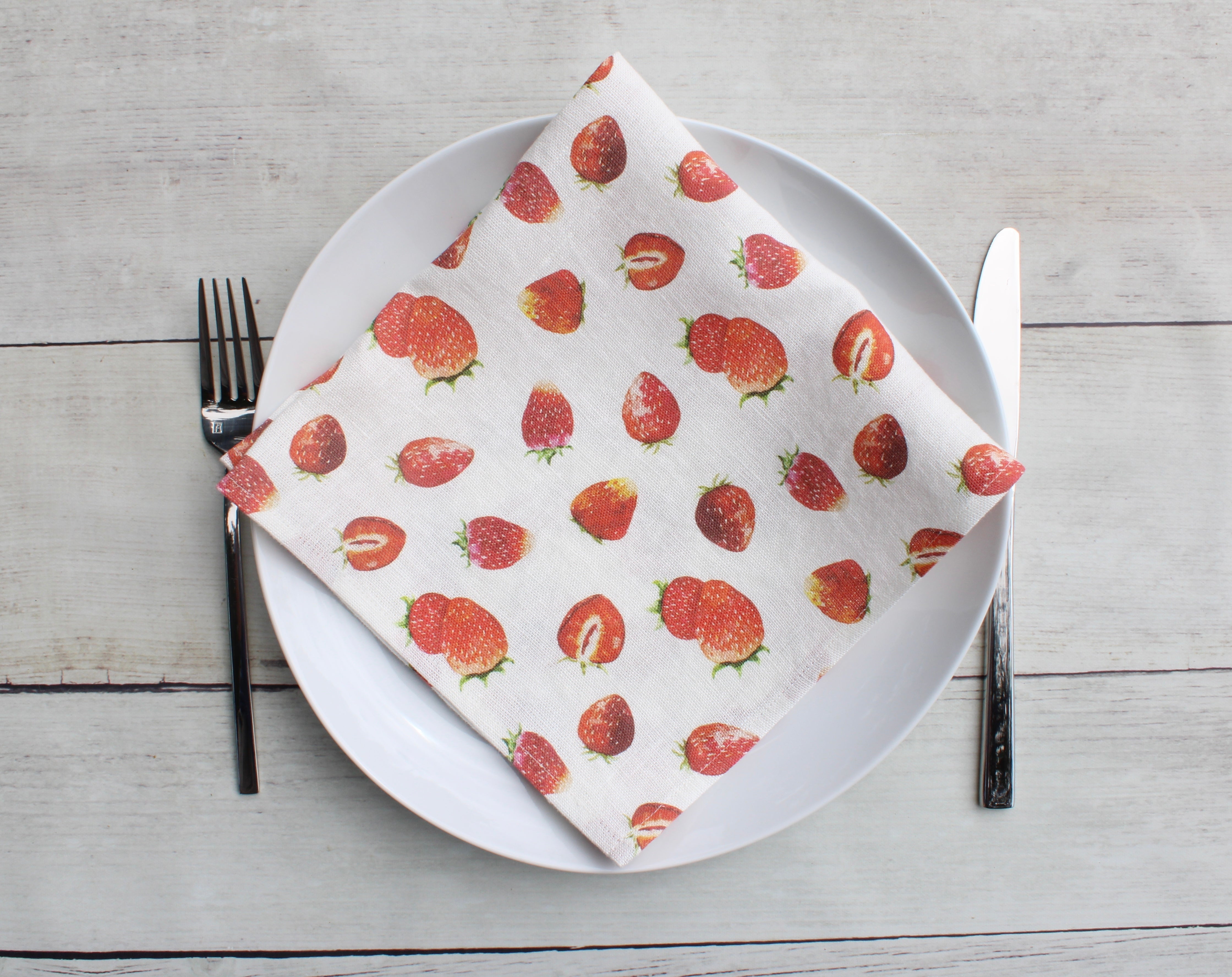 Linen napkin Watercolor Strawberries