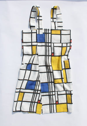 Linen cross back apron Piet Mondrian Composition with Red Blue and Yellow