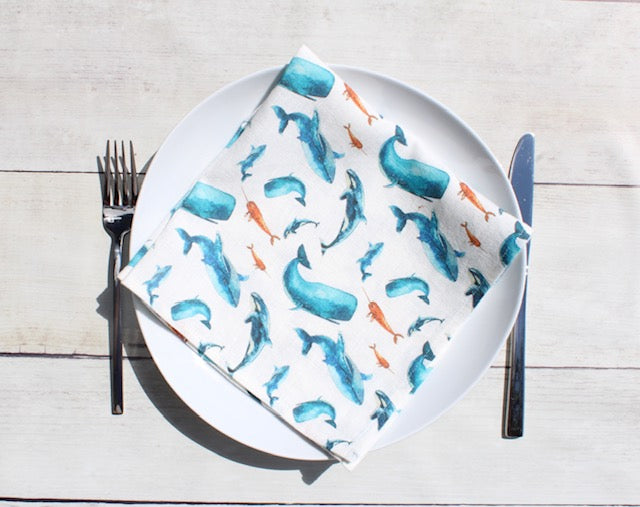 Linen napkin  Narwhal Whale Sale