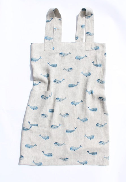 Linen cross back apron Blue Whale Natural