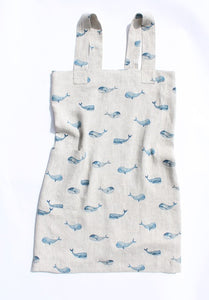 Linen cross back apron Blue Whale Natural