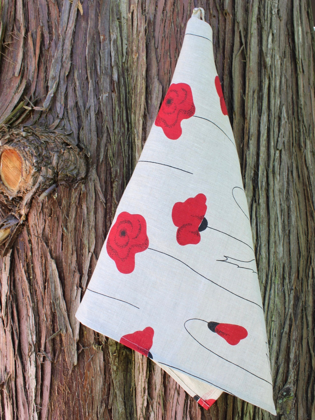 Linen Tea Towel Red Poppies