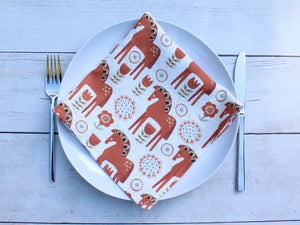 Linen napkins Red Dala Horse Set of two Collection Scandinavia Sale