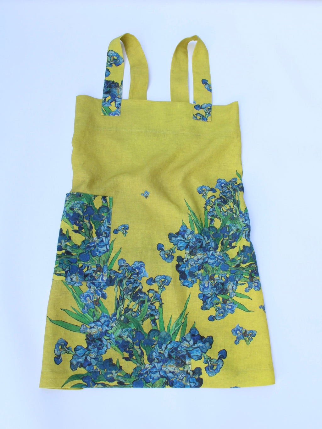 Linen cross back apron Vincent Van Gogh Irises